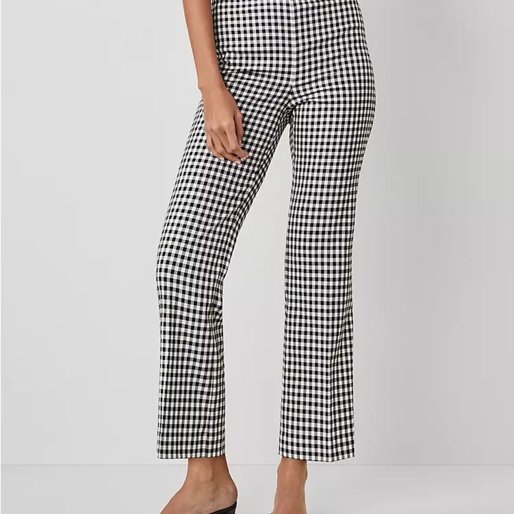 Ann Taylor Black and White Checkered Gingham Straight Leg Pants